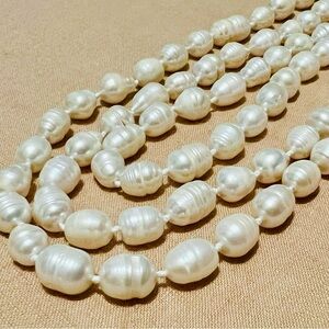 46” Hand Knotted Natural Pearl Necklace